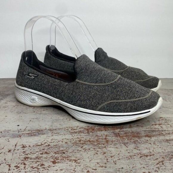 Skechers Heathered Grey Slip On Shoes 6.5 GOGA MAX - Picture 1 of 10